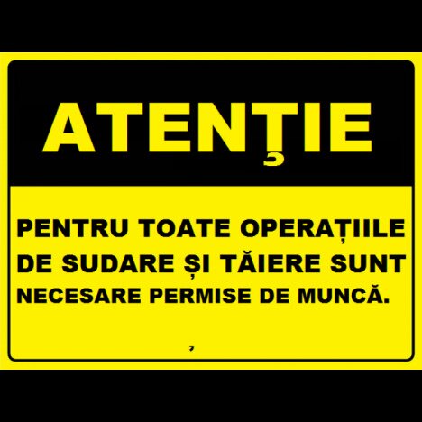 Placuta pentru operatiile de sudare si taiere